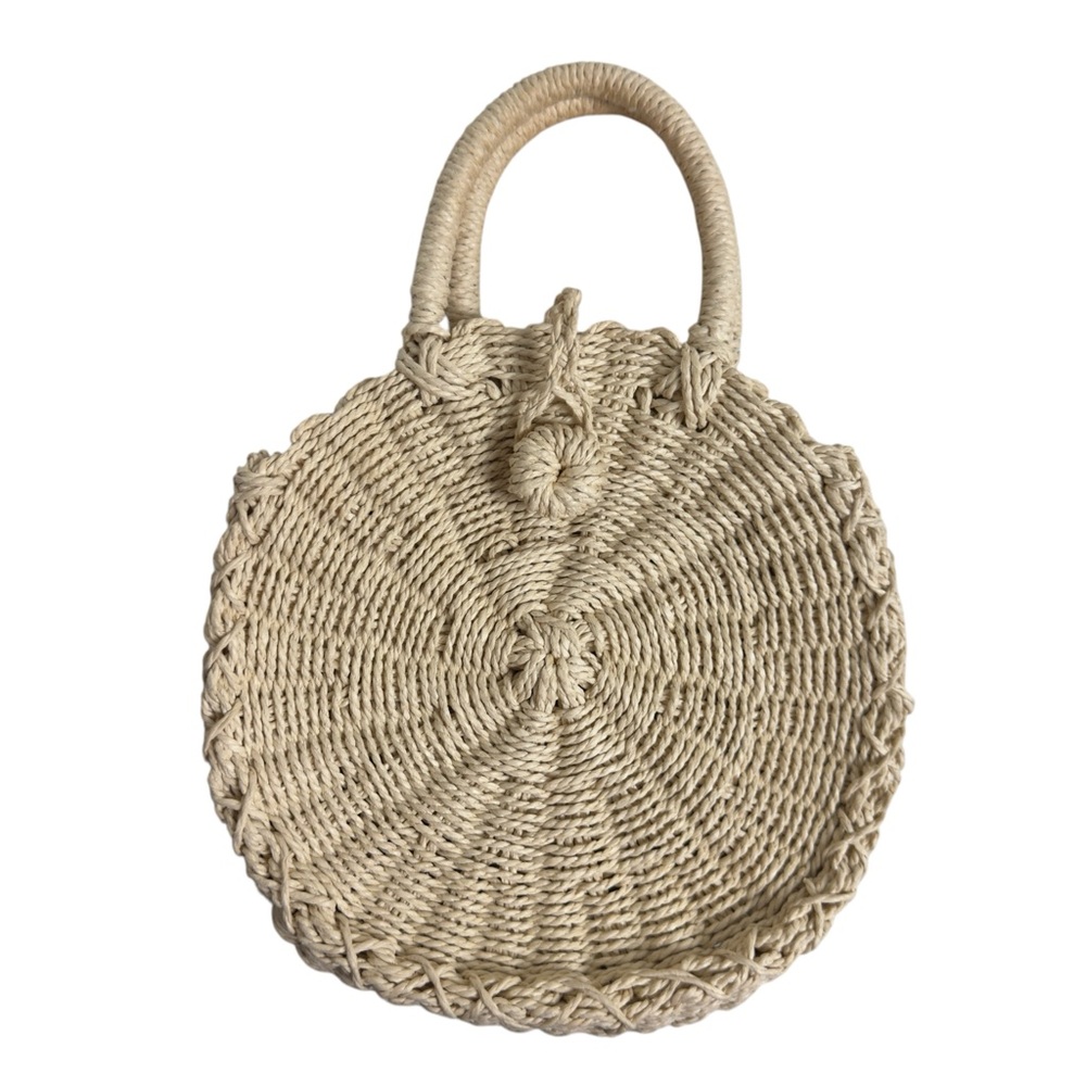 Buji Baja by Hat Attack Mini Cooper Round Straw Bag Natural (Missing Strap) - Picture 10 of 12